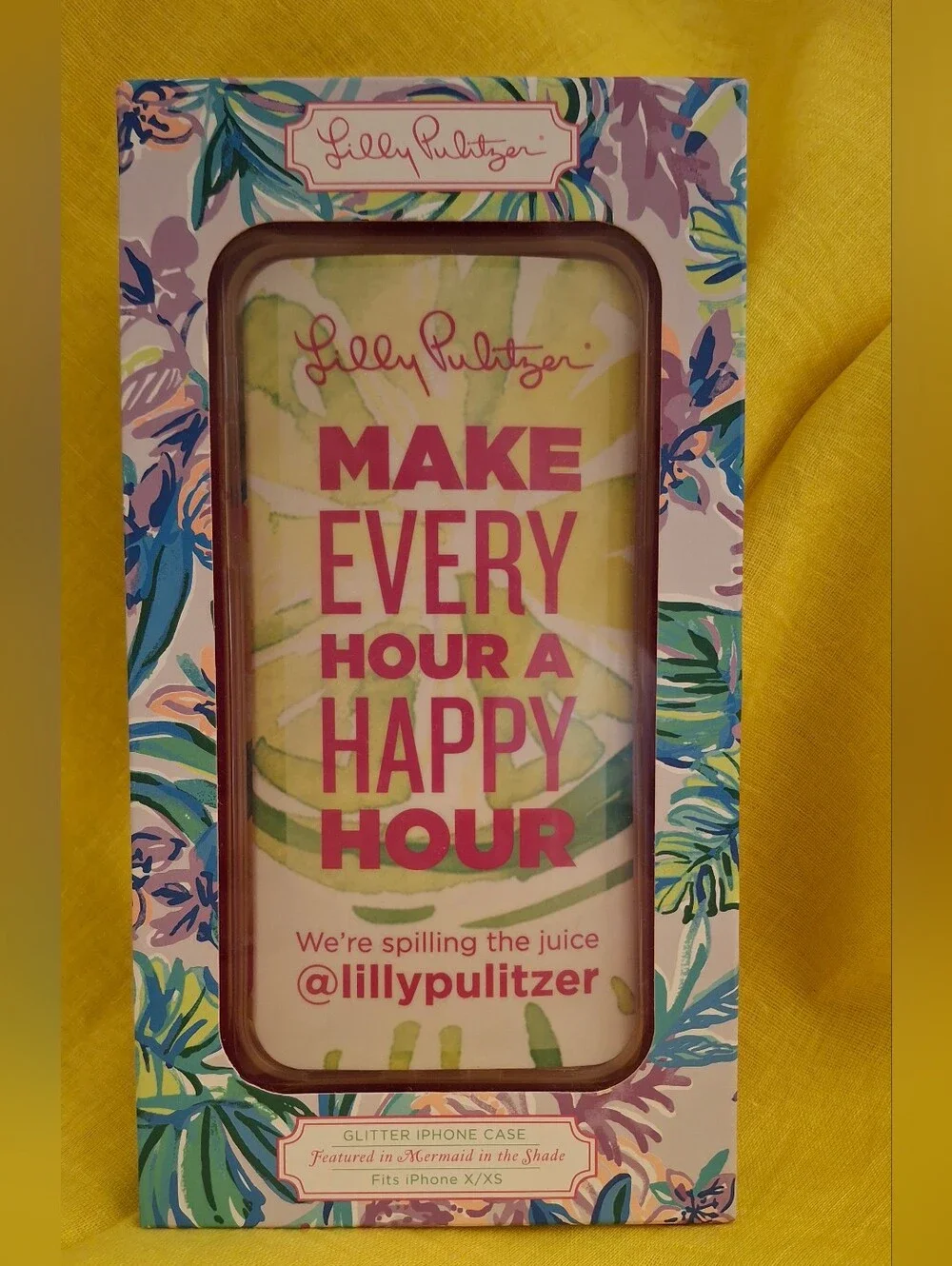 Lilly Pulitzer Pink Floral Mermaid iPhone X/XS Case Turquoise & Yellow Accents
